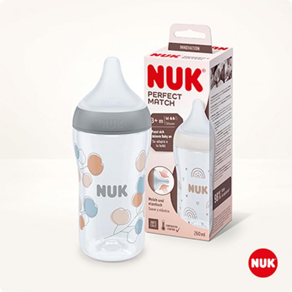 NUK Perfect Match Babyflasche mit weichem Silikon-Trinksauger